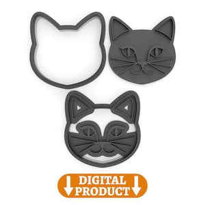 猫のクッキーカッター - 3D 印刷用の STL ファイル - 猫好きの人にぴったりのギフト