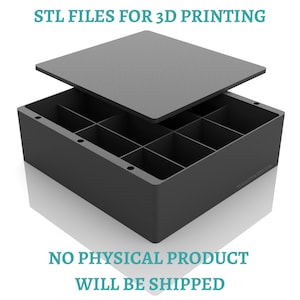 STL files for 3D printing - Large Floss Bobbin Storage Box with Magnetic Mount, 12 compartments, Stackable Thread Organizer