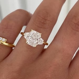 Radiant Three Stone Tapered Baguette | Lab Grown Diamond | Solid Gold Elegant | Ethical