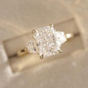 Radiant Three Stone Tapered Baguette | Lab Grown Diamond | Solid Gold Elegant | Ethical