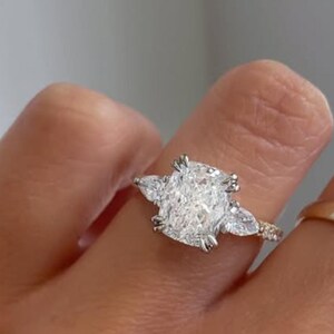 Cushion Pear Lab Grown Diamond Ring: Solid Gold Pavé Bridal