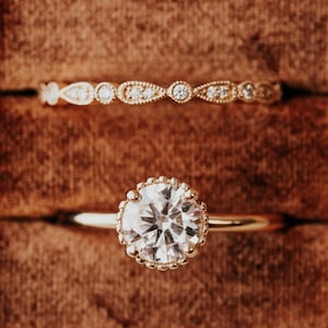 Prong Bezel Set Moissanite Engagement Ring / Round Moissanite Bezel Ring / Solid Gold Bezel Promise Ring / 1 CT Solitaire Engagement Ring