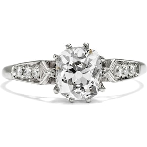 New Platinum Ring, Antique 1.40 ct Old Cut Diamond, Unique Handmade Solitaire
