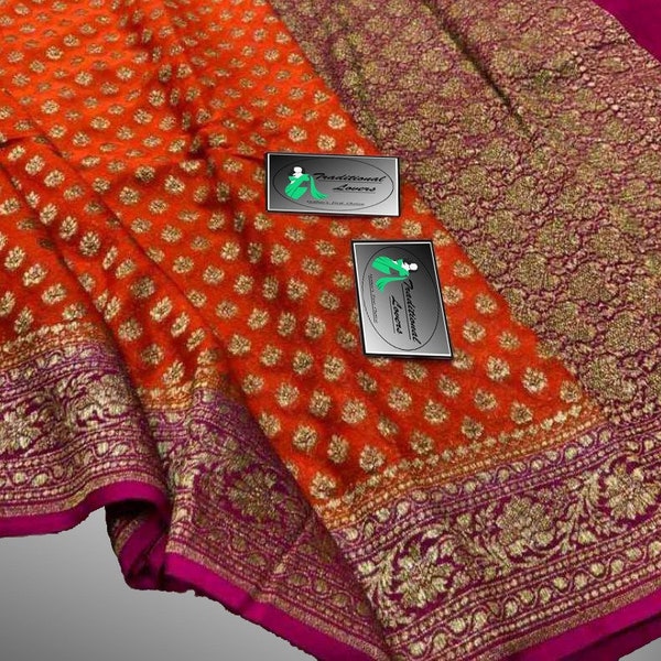 Banarasi Semi Georgette Saree with Stitched Blouse | Georgette saree | Khaddi chiffon saree | Banarasi silk saree | Banarasi saree |