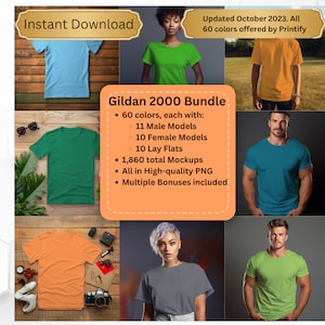 Gildan 2000 Mockup Bundle. 60 Colors 1860 Mockups. Unisex Ultra Cotton Tee, Mockup Bundle. Gildan Mockup. Unisex mockup. Gildan 2000 Mockup