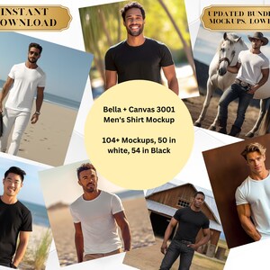 Bella Canvas 3001 mockup Bundle. Male t-shirt mockup Bundle. Male Mockups. Bella Canvas Mockups. 104 mockups with male models. BC3001 Mockup