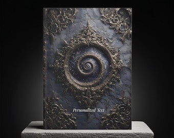 Cosmic Spiral Gothic Journal – Personalized Hardcover Notebook with Optional Custom Text