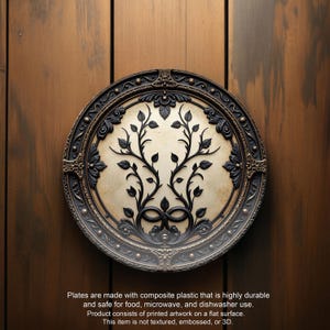 Elegant Gothic Floral Dinner Plate - Antique-Inspired Black & Gold Design