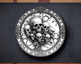 Plato para cena con calaveras góticas: decoración de esqueleto victoriano oscuro