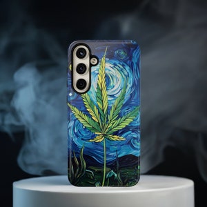 Starry Night Pot Leaf Phone Case: Artistic Novelty Design
