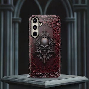 Funda para teléfono resistente vampírica: diseño de calavera gótica de vampiro para dispositivos iPhone, Samsung Galaxy y Google Pixel