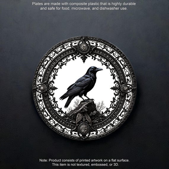 Gothic Raven Dinner Plate – Dark Vintage Victorian Decor - Etsy