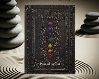 Cuaderno de tapa dura con piedras de chakra: diario místico para la escritura espiritual