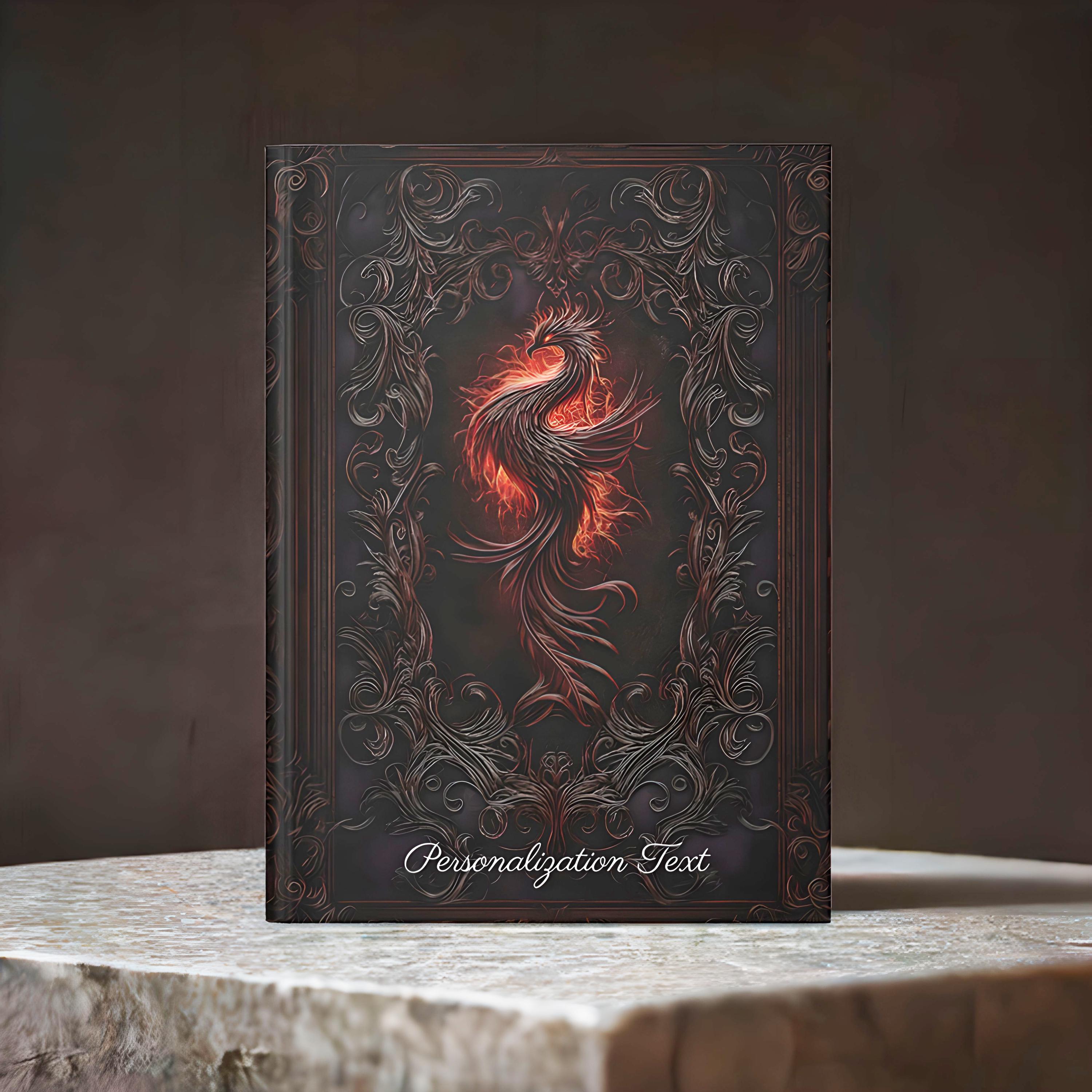 Fiery Phoenix Hardcover Journal - Personalized Notebook