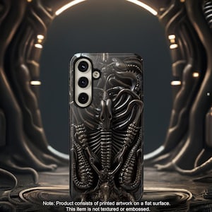 Funda para teléfono Biomechanical Nightmares Tough: diseño inspirado en H.R. Giger, con temática de terror alienígena, para dispositivos iPhone y Samsung Galaxy