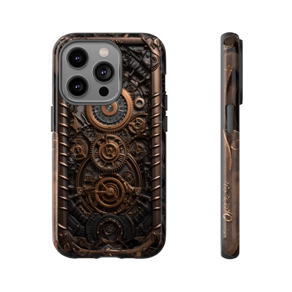 Phone Case - Gearworks #2 - Cases For iPhone, Samsung Galaxy, Google Pixel Devices, Steampunk Phone Case Victorian Design Gears Clockwork