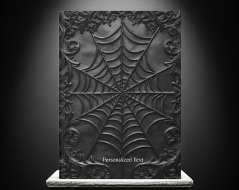 Diário Gótico Teia de Aranha – Caderno Escuro Ornamentado (Texto Personalizado)