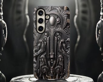 Biomechanical Horror Phone Case: Dark Sci-Fi Art