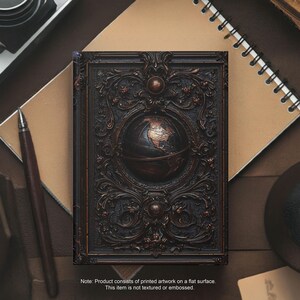 Ornate Gothic Globe Notebook - Vintage-Inspired World Map Journal
