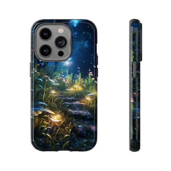 Tough Cases - Fireflies In The Forest - For iPhone, Samsung Galaxy, Google Pixel Devices, Flowers Lightning Bugs Summer at Night