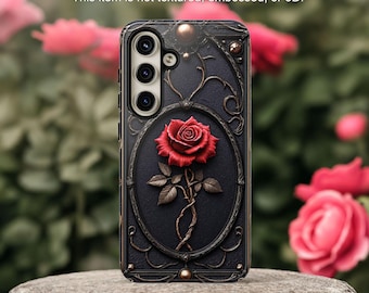 Cover per telefono con rosa rossa gotica - Design floreale romantico e oscuro