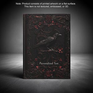 Diario Black Raven con intrincado diseño floral - Papelería gótica