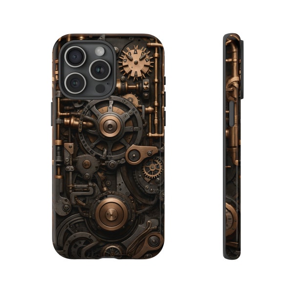 Handyhülle - Steampunk-Maschine - Hüllen für iPhone, Samsung Galaxy, Google Pixel-Geräte, Steampunk-Handyhülle viktorianisches Design mit Zahnrädern