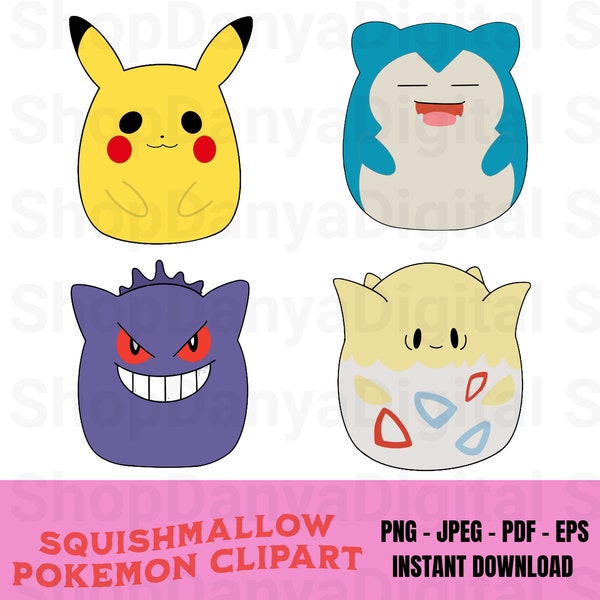 Squishmallow Clipart Instant Download Cute PNG Clipart Poke Squishmallow Digital Stickers Squishmallow Cute Squishy PNG Clipart