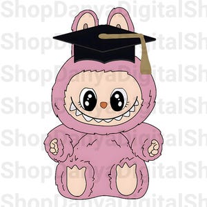 Imágenes PNG de Labubu, archivo digital vectorial de Labubu para Cricut, sublimación, monstruos adorables, regalo de graduación, regalo de graduación kawaii