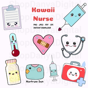 Kawaii Krankenhaus medizinische & Krankenschwester digitale Clipart - niedliche medizinische Clipart für NHS Arbeiter für Aufkleber Journals Planner Notizen und mehr!