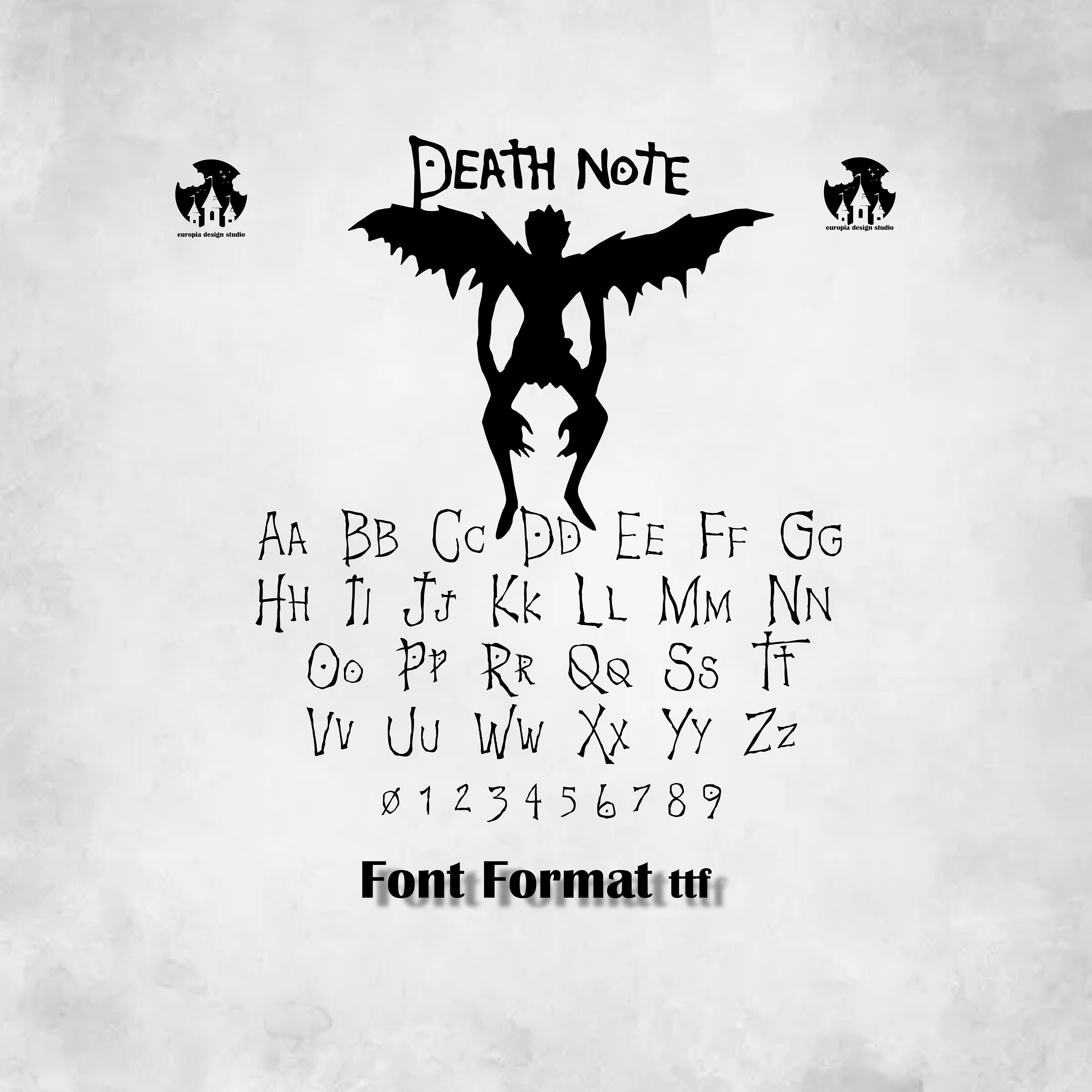 Death Note Font Ttf Alphabet Letters. Etsy
