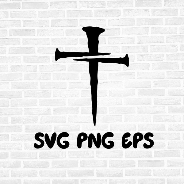 Nail Cross svg, png, eps. Christian Svg Silhouette Christian Nail Cross Files for Cricut, Cross Cut File Digital Download.