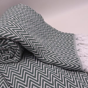 Turkish blanket, Cotton sofa blanket, Couch blanket, Bed cover, Gift blanket, Bed throws, Picnic blanket, Cozy blanket dgreen 80&#39; x 96&#39;