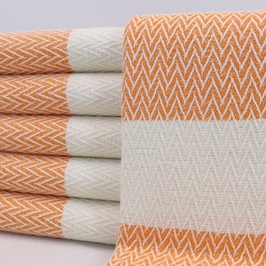 Turkish Beach towel, Personalized towel, Cotton towel, Hammam towel, Custom towel, Beach towel, Pool accessories, 36&#39; x 70&#39; orange, Zgzag