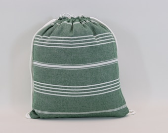 Festival bag, Towel backpack, Bag and towel, 12 x 16&#39; Bridesmaid gift bag, Travel bag, Holiday bag, Weekender bag, emerald Sltn / Backpack