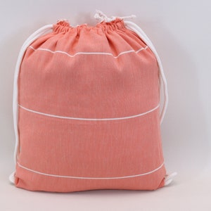 Vacation bag, Cotton travel bag, Multipurpose towel bag, Weekender bag, Beach bag, Bag and towel, 12 x 16' Cotton Bag, coral Sltn / Backpack
