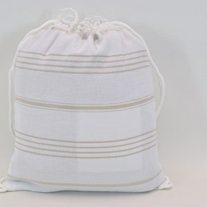 Cotton bag and towel, Custom gift bag, Holiday bag, Towel bag,  12 x 16' Gift for her, Vacation Bag, Weekender bag, w-beige Sltn / Backpack