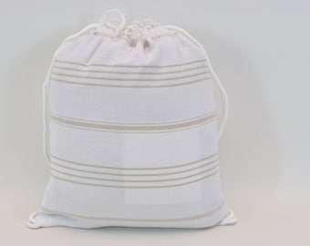 Cotton bag and towel, Custom gift bag, Holiday bag, Towel bag,  12 x 16&#39; Gift for her, Vacation Bag, Weekender bag, w-beige Sltn / Backpack
