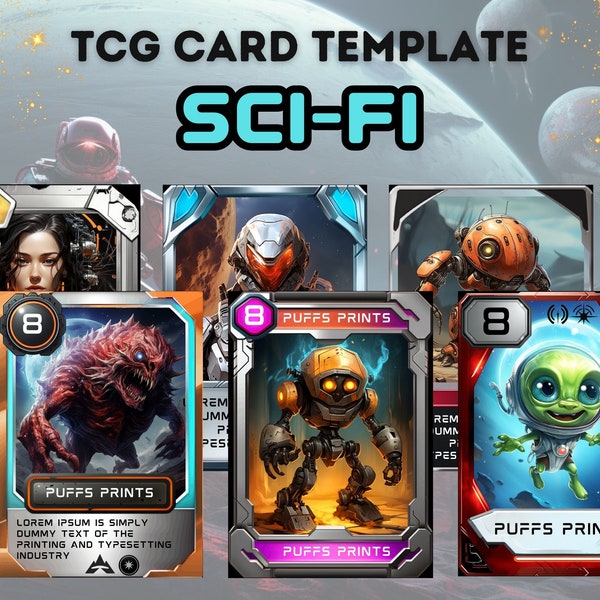 TCG Sci-Fi Card Template | TCG Game | PNG Files | Digital Product