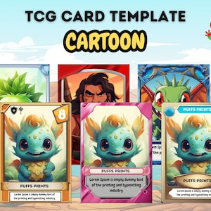 Modèle de carte de dessin animé TCG | Jeu JCC | Fichiers PNG | Produit numérique