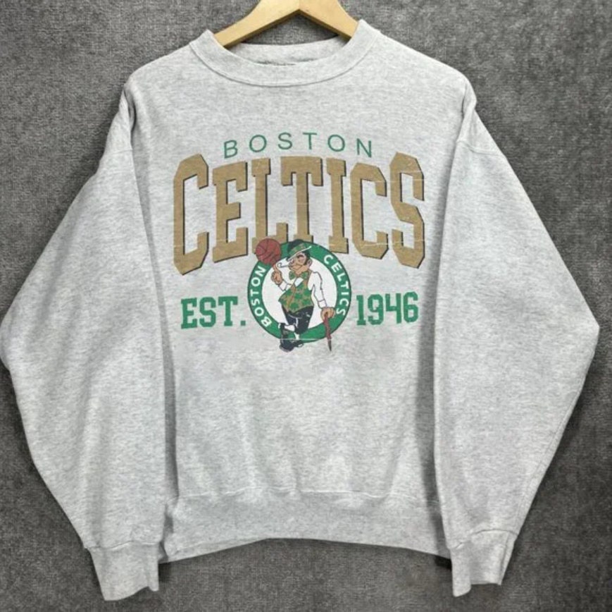 Boston Celtics NBA T Shirt Youth Small Gray Green Black 90% Cotton