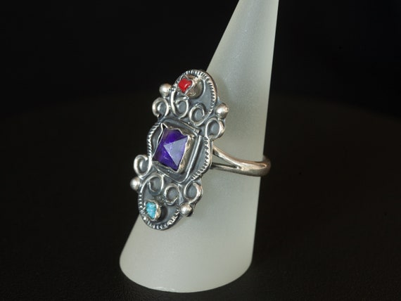 Vintage Mexican Taxco sterling Matl-style ring wi… - image 2