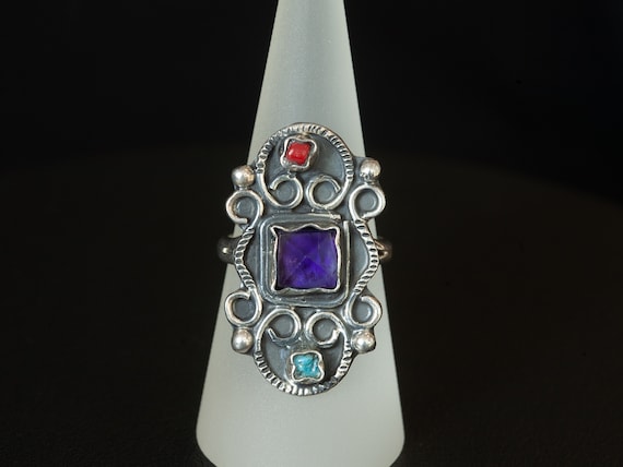 Vintage Mexican Taxco sterling Matl-style ring wi… - image 3