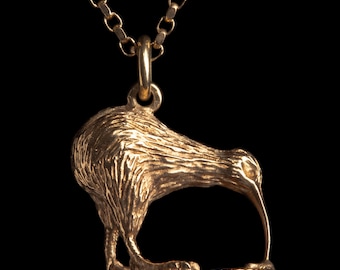 キウイコインペンダント：ハンドカットニュージーランド20セント、14K