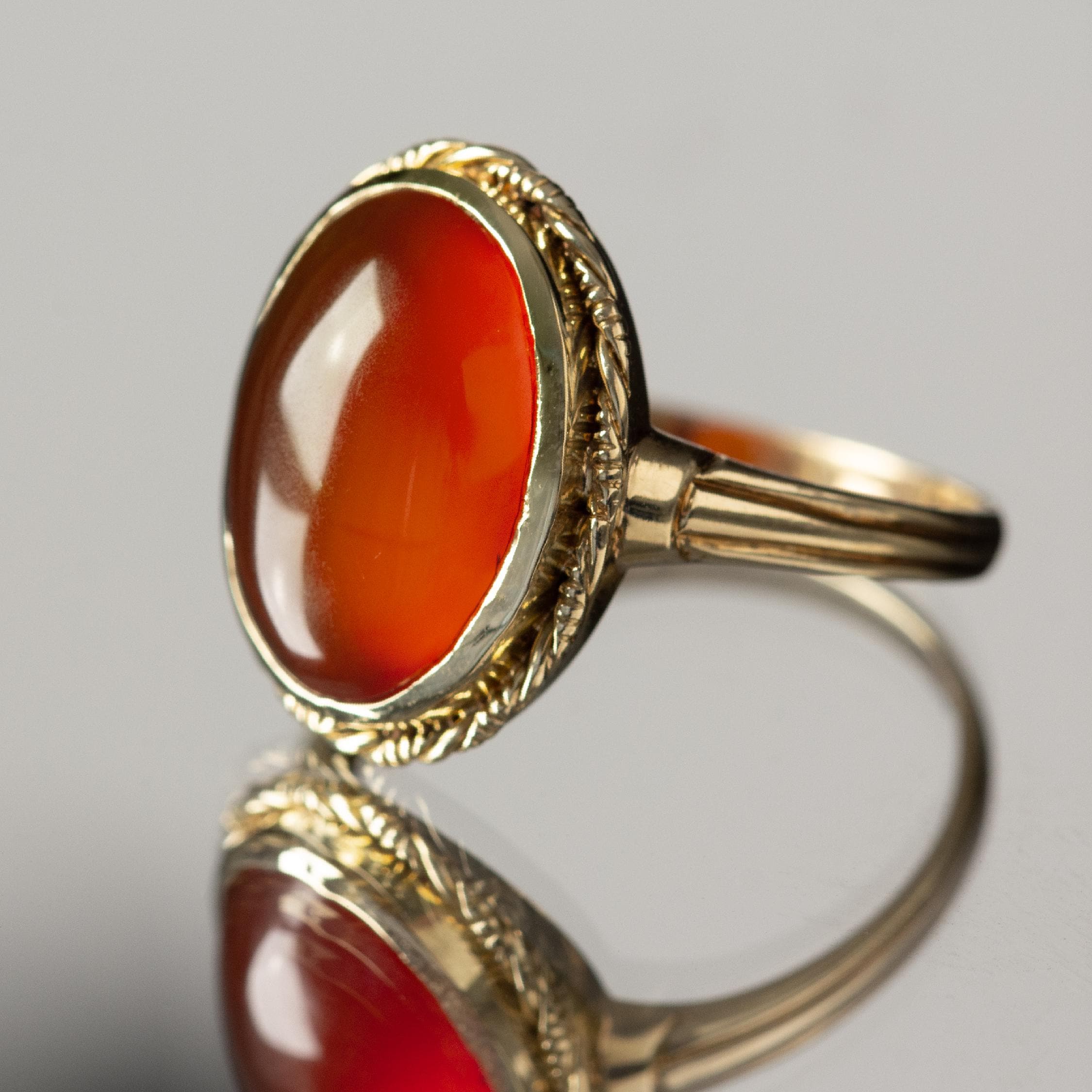 Vintage carnelian ring 14ct gold - Etsy 日本