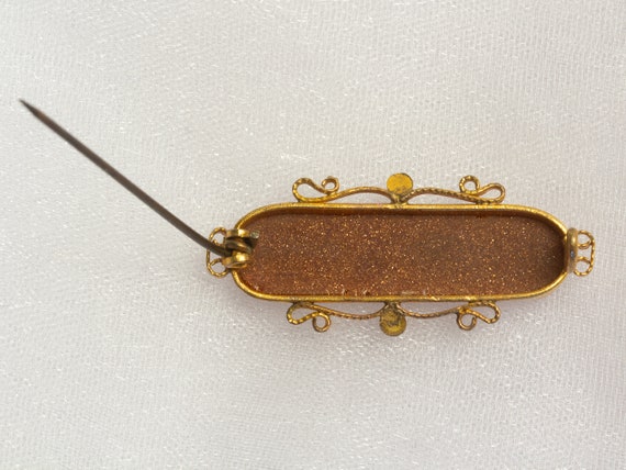 Antique goldstone glass bar brooch - Victorian / … - image 7