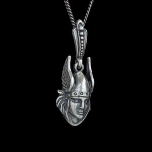 Valkyrie head jewelry pendant. Viking jewelry amulet. North Europe mythology jewelry. Valkyrie symbol pagan pendant. Odin Thor northman