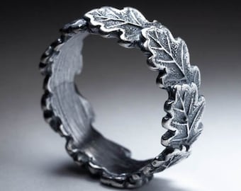 Oak tree leaves jewelry handmade ring. Glorious magic oak tree any size ring. Celtic tree. German holy tree. Europe mythology. Nord viking