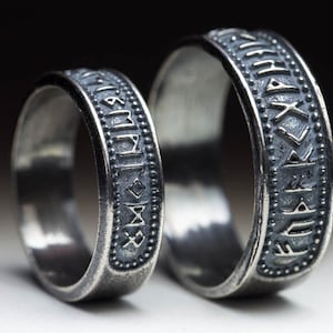 Elder futhark viking alphabet Nordic runes ring. Scandinavian runes jewelry. German north nordic europe jewelry. Futhark runes jewelry ring