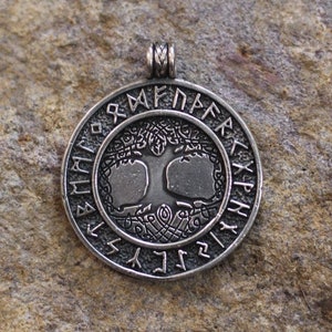 Yggdrasil tree of life futhark pendant Viking North Nordic viking mythology Thor Odin Wotan aces Futhark runes Scandinavian Asguard jewelry